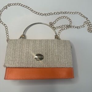 Orange and Cream Women's Handbag